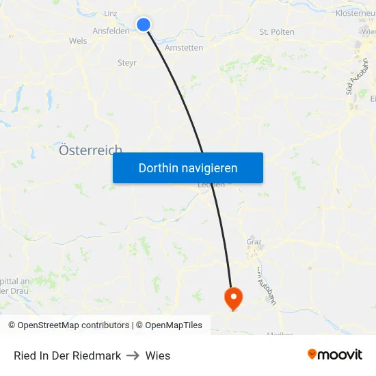 Ried In Der Riedmark to Wies map