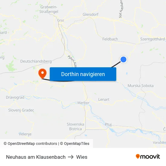 Neuhaus am Klausenbach to Wies map