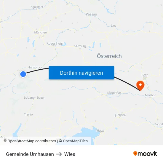 Gemeinde Umhausen to Wies map