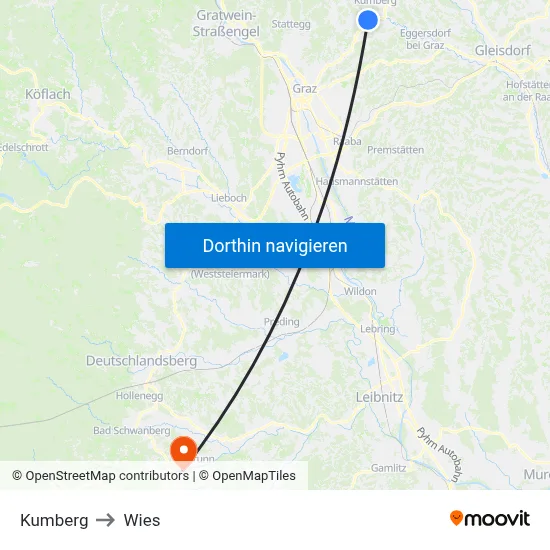 Kumberg to Wies map