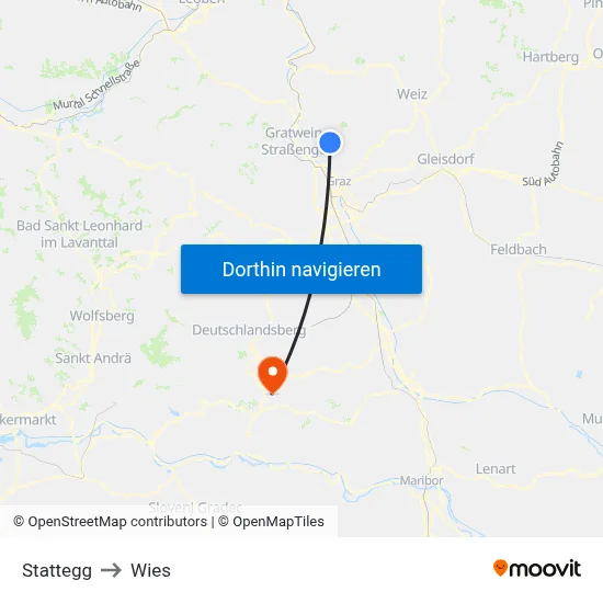 Stattegg to Wies map