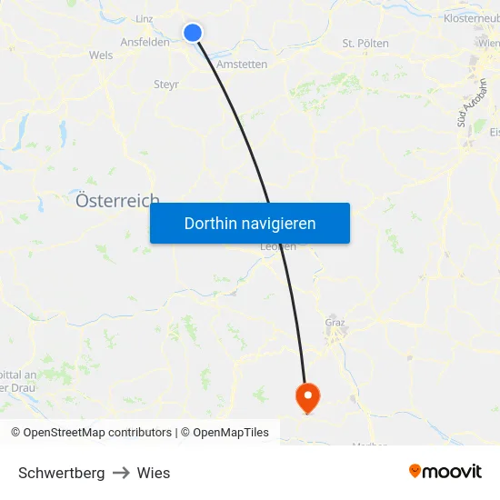 Schwertberg to Wies map