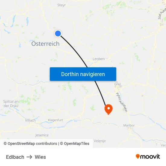 Edlbach to Wies map