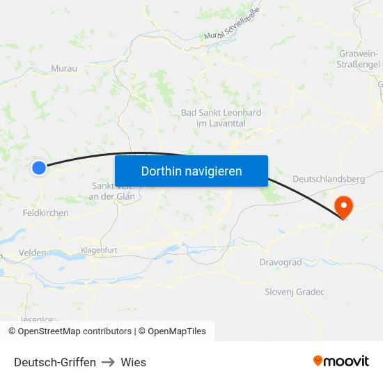 Deutsch-Griffen to Wies map