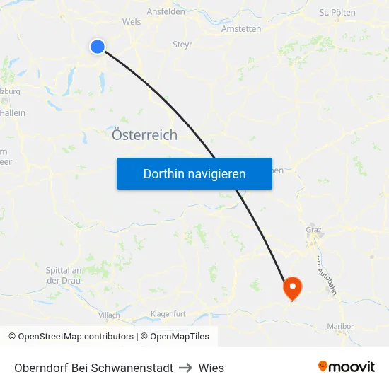Oberndorf Bei Schwanenstadt to Wies map