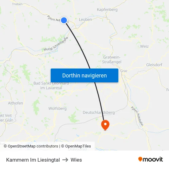 Kammern Im Liesingtal to Wies map