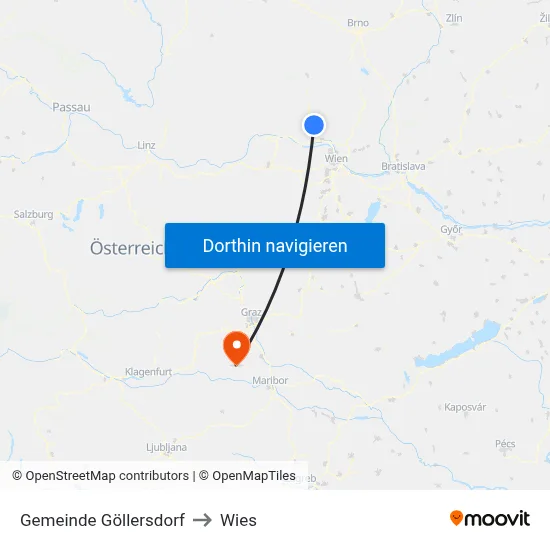 Gemeinde Göllersdorf to Wies map