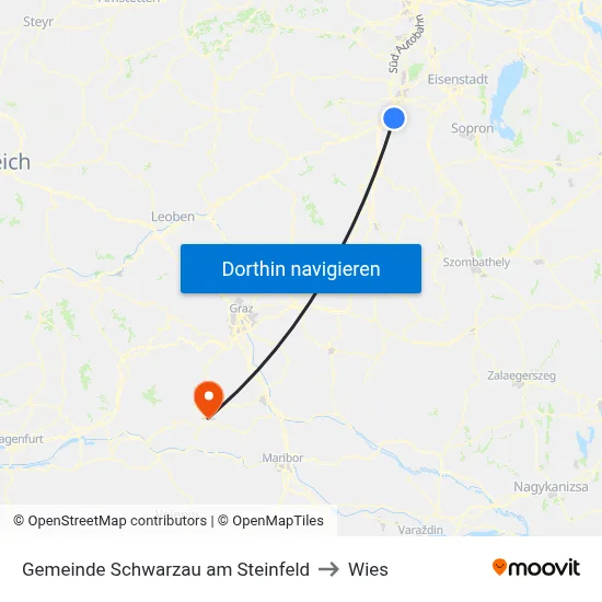 Gemeinde Schwarzau am Steinfeld to Wies map