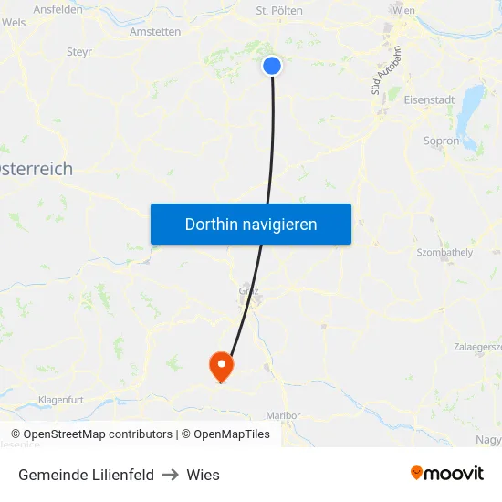 Gemeinde Lilienfeld to Wies map