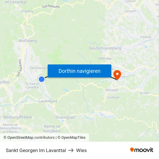 Sankt Georgen Im Lavanttal to Wies map