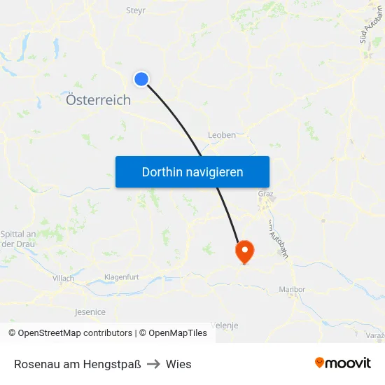 Rosenau am Hengstpaß to Wies map