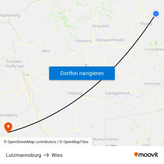 Lutzmannsburg to Wies map