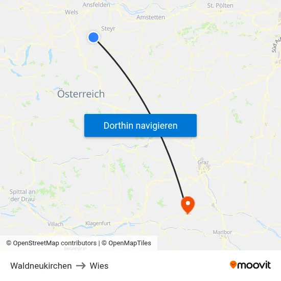 Waldneukirchen to Wies map
