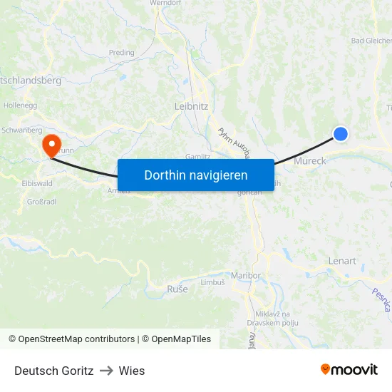 Deutsch Goritz to Wies map