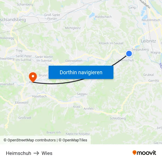 Heimschuh to Wies map