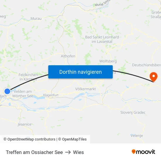 Treffen am Ossiacher See to Wies map