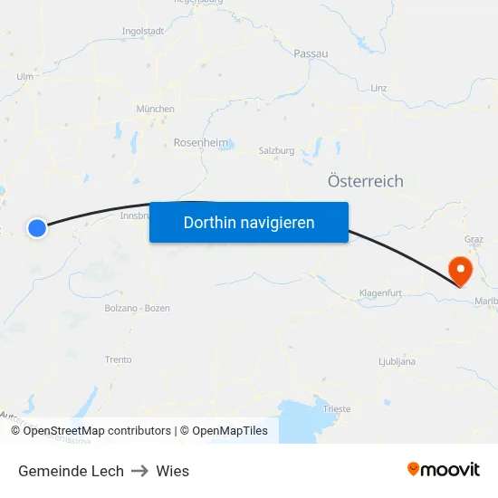 Gemeinde Lech to Wies map
