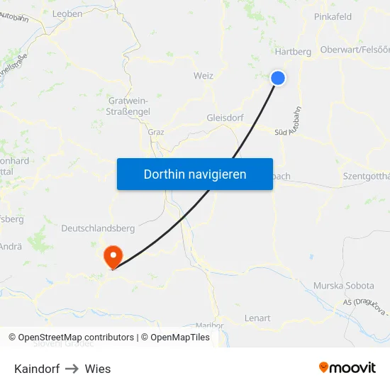 Kaindorf to Wies map