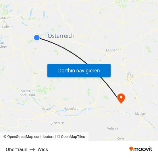 Obertraun to Wies map