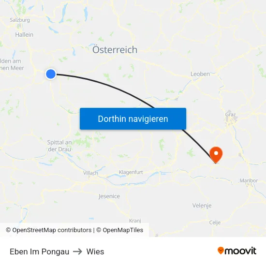 Eben Im Pongau to Wies map