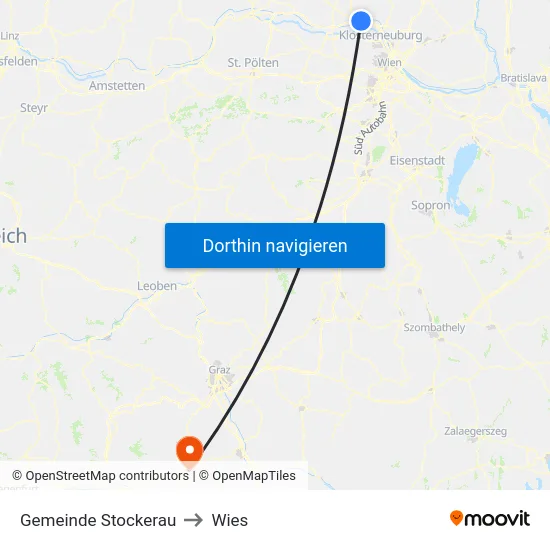 Gemeinde Stockerau to Wies map