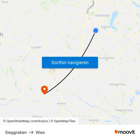 Sieggraben to Wies map
