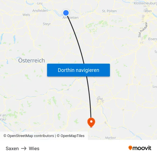 Saxen to Wies map