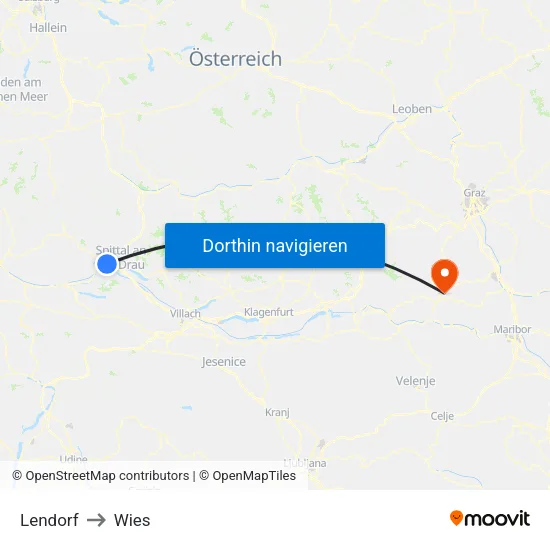 Lendorf to Wies map