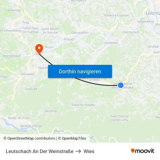 Leutschach An Der Weinstraße to Wies map