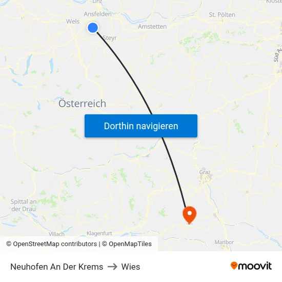 Neuhofen An Der Krems to Wies map
