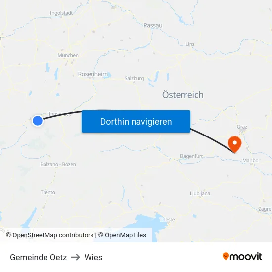 Gemeinde Oetz to Wies map