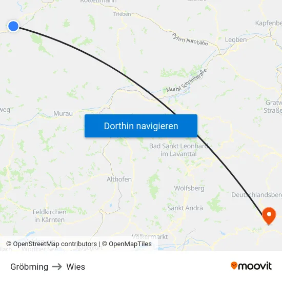 Gröbming to Wies map