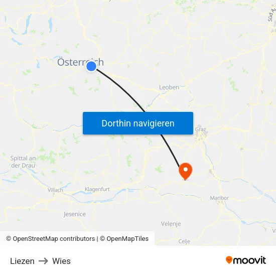 Liezen to Wies map