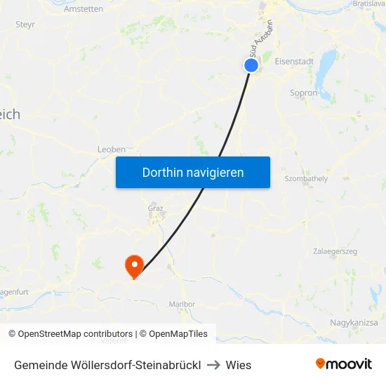 Gemeinde Wöllersdorf-Steinabrückl to Wies map