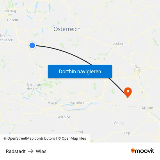 Radstadt to Wies map