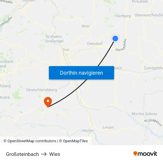 Großsteinbach to Wies map