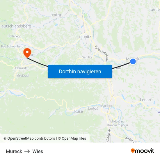 Mureck to Wies map