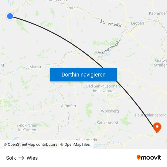 Sölk to Wies map