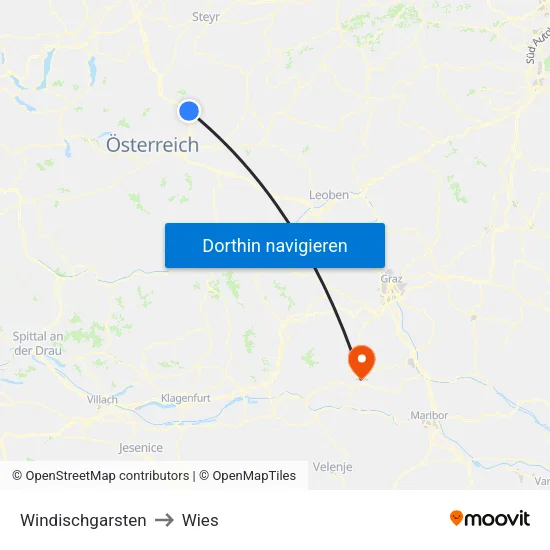 Windischgarsten to Wies map