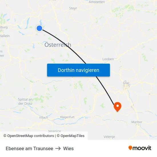 Ebensee am Traunsee to Wies map