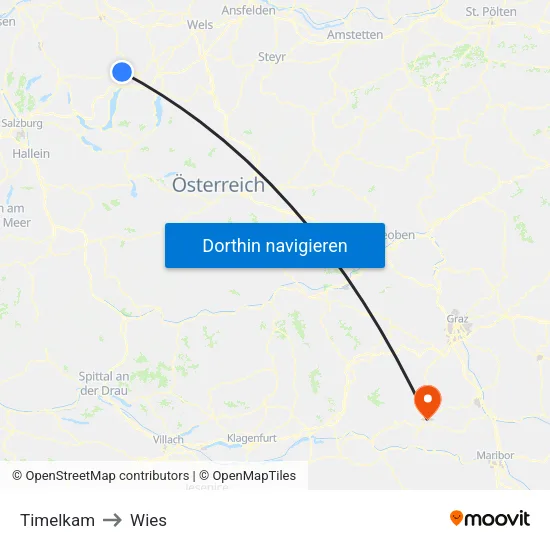 Timelkam to Wies map