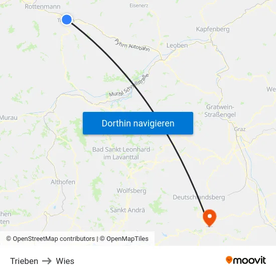 Trieben to Wies map