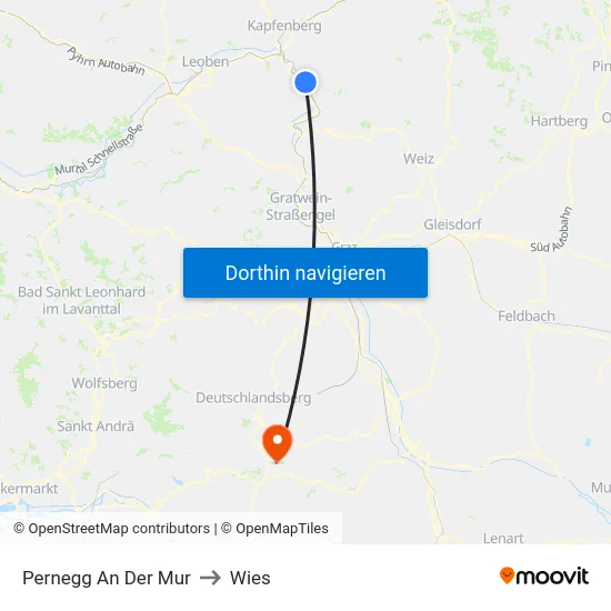 Pernegg An Der Mur to Wies map