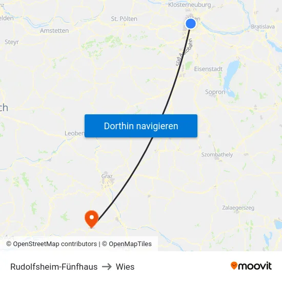 Rudolfsheim-Fünfhaus to Wies map