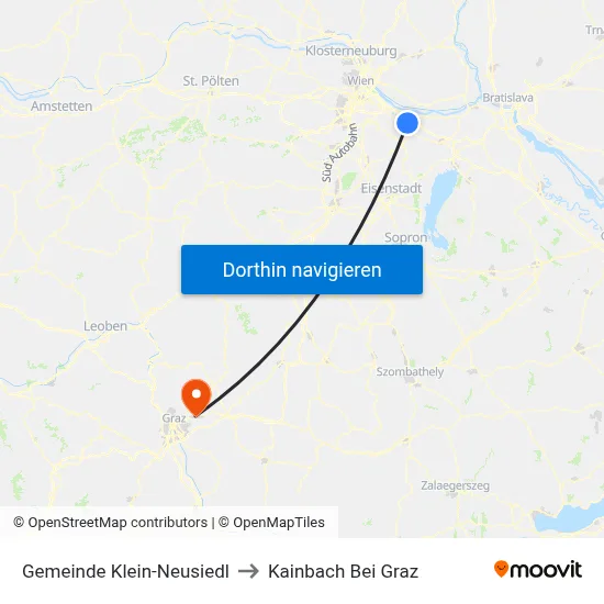 Gemeinde Klein-Neusiedl to Kainbach Bei Graz map