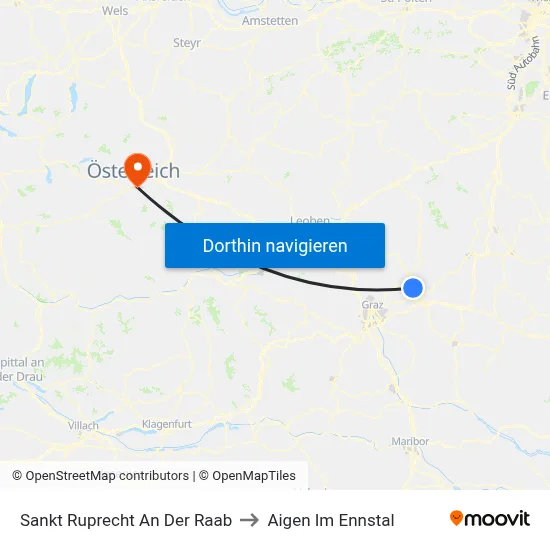 Sankt Ruprecht An Der Raab to Aigen Im Ennstal map