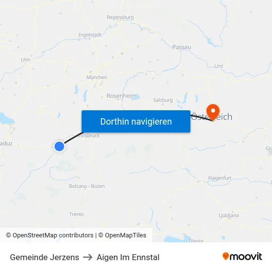 Gemeinde Jerzens to Aigen Im Ennstal map