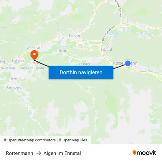 Rottenmann to Aigen Im Ennstal map