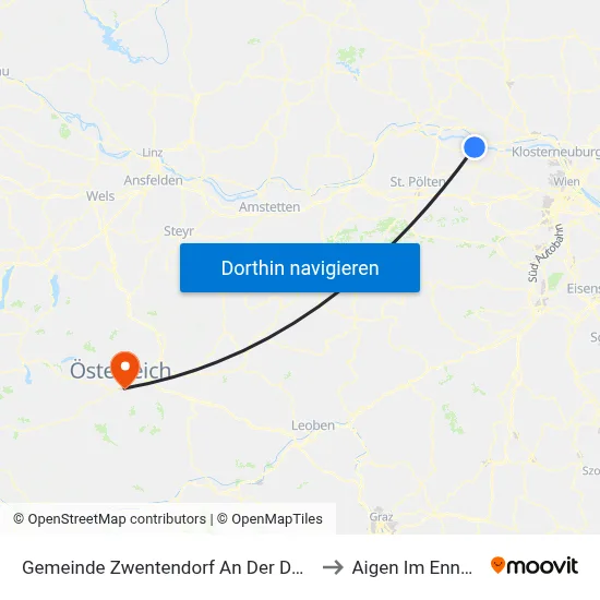 Gemeinde Zwentendorf An Der Donau to Aigen Im Ennstal map