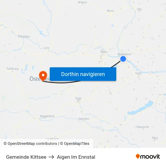 Gemeinde Kittsee to Aigen Im Ennstal map